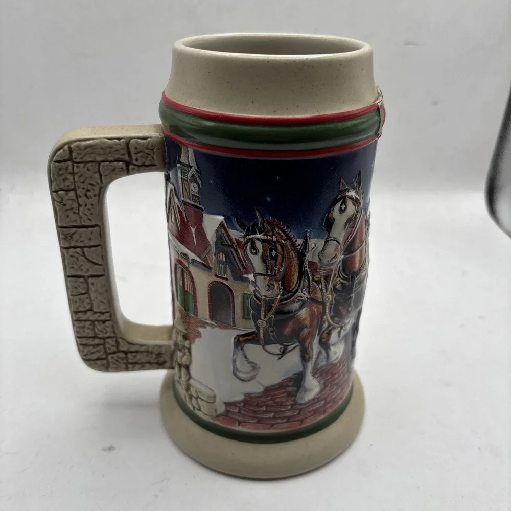 Budweiser Holiday Beer Stein 1998 Grant's Farm Holiday CS343 Clydesdale Anheuser